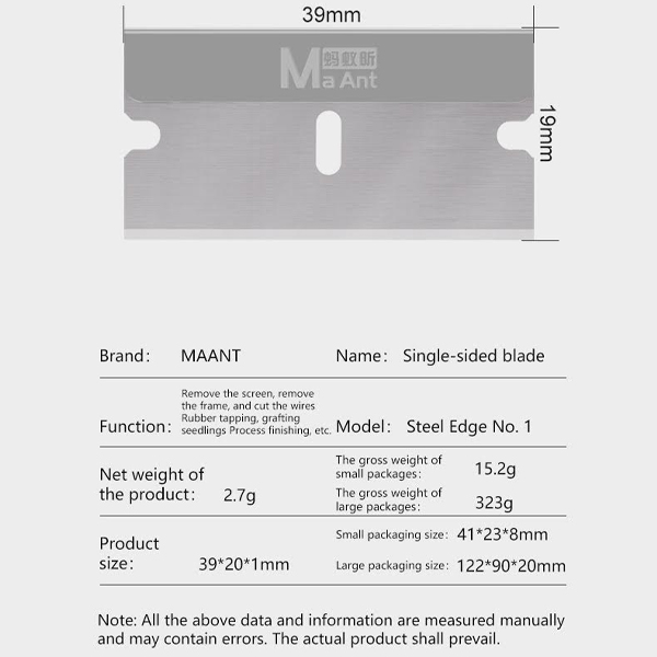 تیغ Steel Edge No1 برند Ma Ant بسته 100 عددی